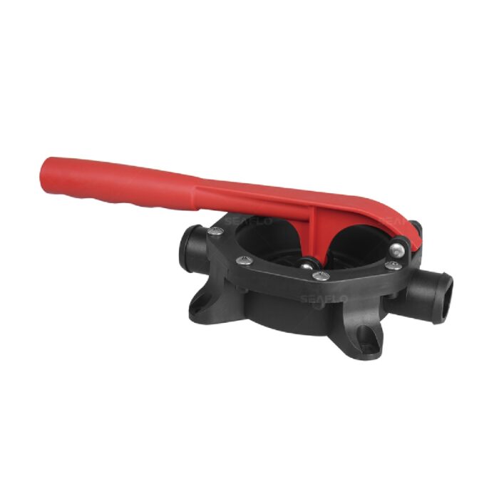 BOMBA MANUAL DE DIAFRAGMA SEAFLO DE PLASTICO COR VERMELHA E PRETA