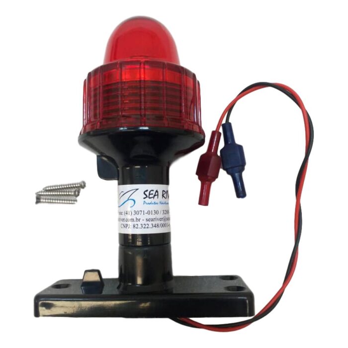 LUZ CIRCULAR LENTE VERMELHA SEM HASTE COM LED BASE PRETA