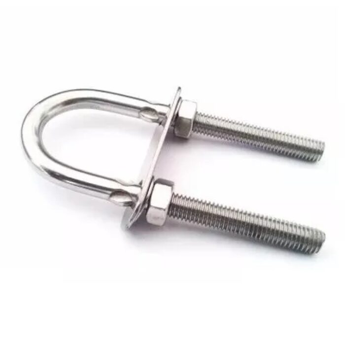 GANCHO U-BOLT 5X90MM EM AÇO INOX COM PRAFAUSO E PLACA