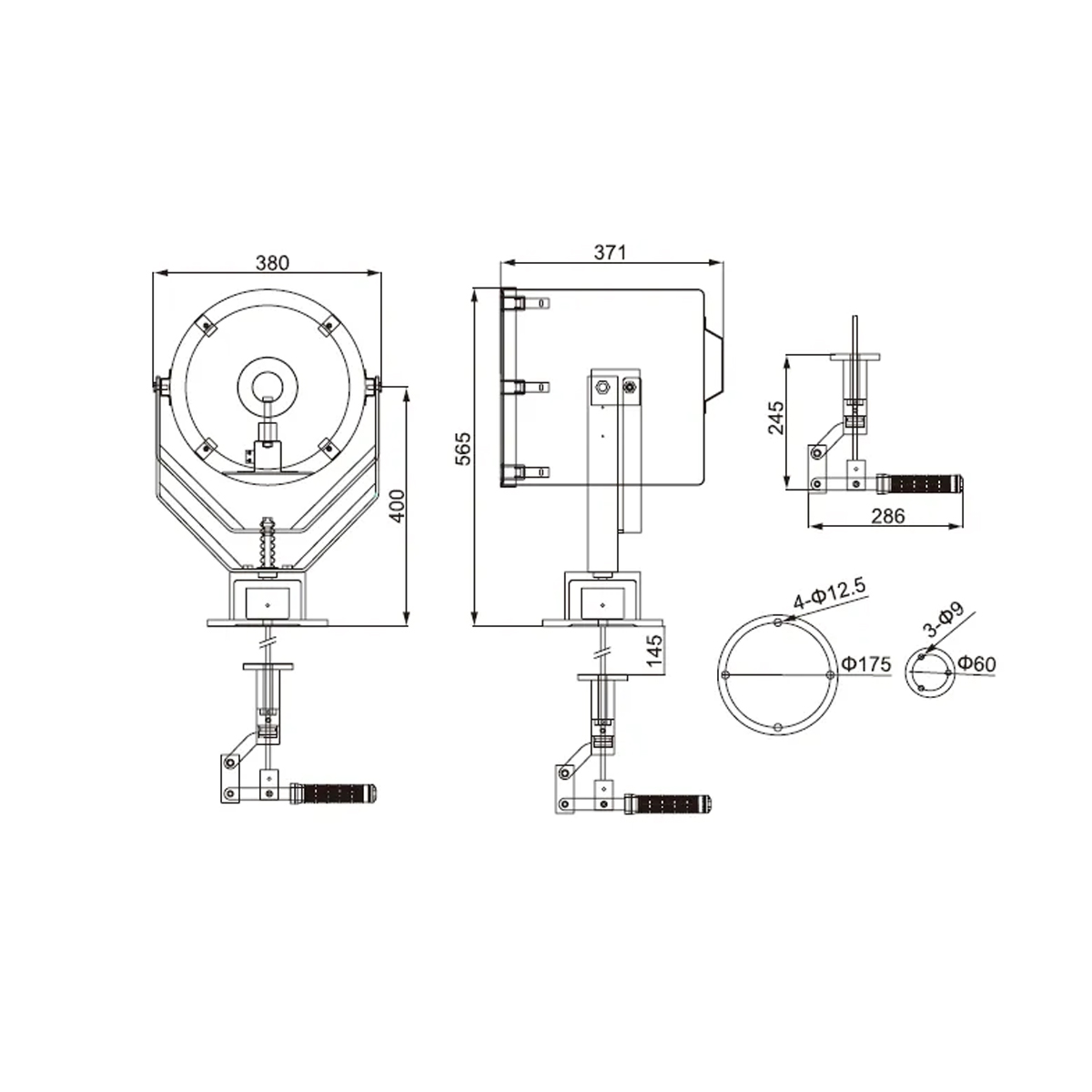 FAROL DE BUSCA NAVAL 220V/60HZ 1000W CONEXÃO GX9.5 HALOGENEA IP66 - Imagem 2