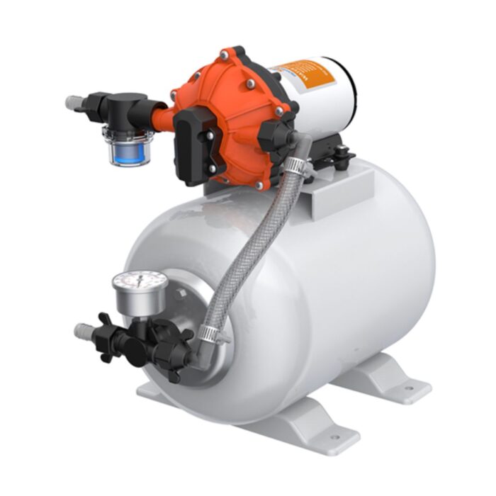 KIT TANQUE ACUMULADOR 8L BOMBA DE PRESSURIZAÇÃO 5GPM 24V 60PSI