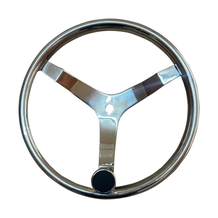 VOLANTE 343MM INOX S316 3 BARRAS COM ACABAMENTO EM INOX E APOIO