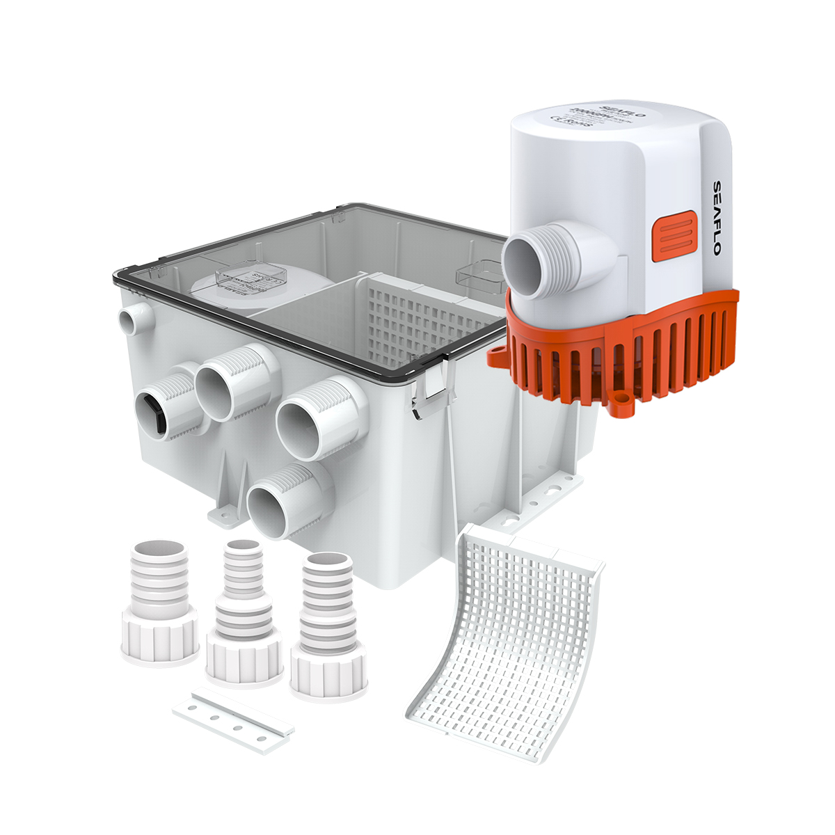 KIT BOMBA DE PORÃO SEAFLO PRO COM AUTOMÁTICO 800GPH 12V 3A PARA RESERVATORIO DO CHUVEIRO 17S